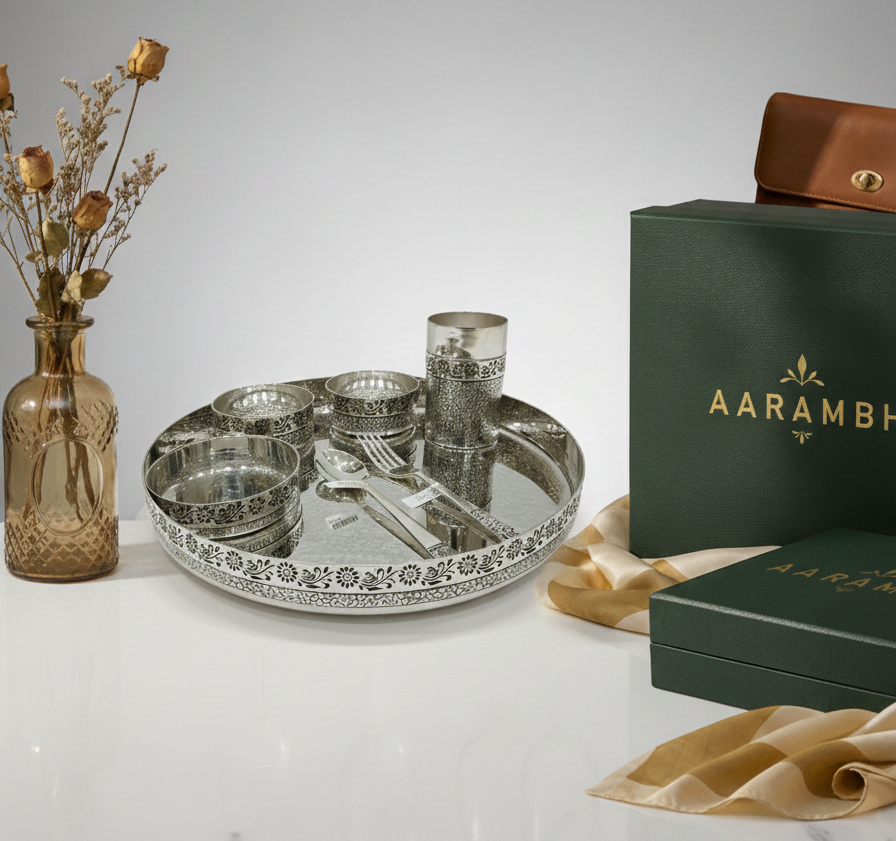 Silver Dining Plate Set - 12 Inch