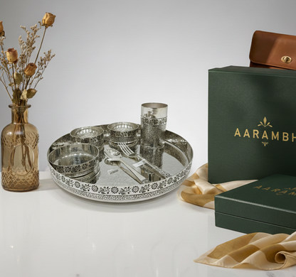 Silver Dining Plate Set - 12 Inch