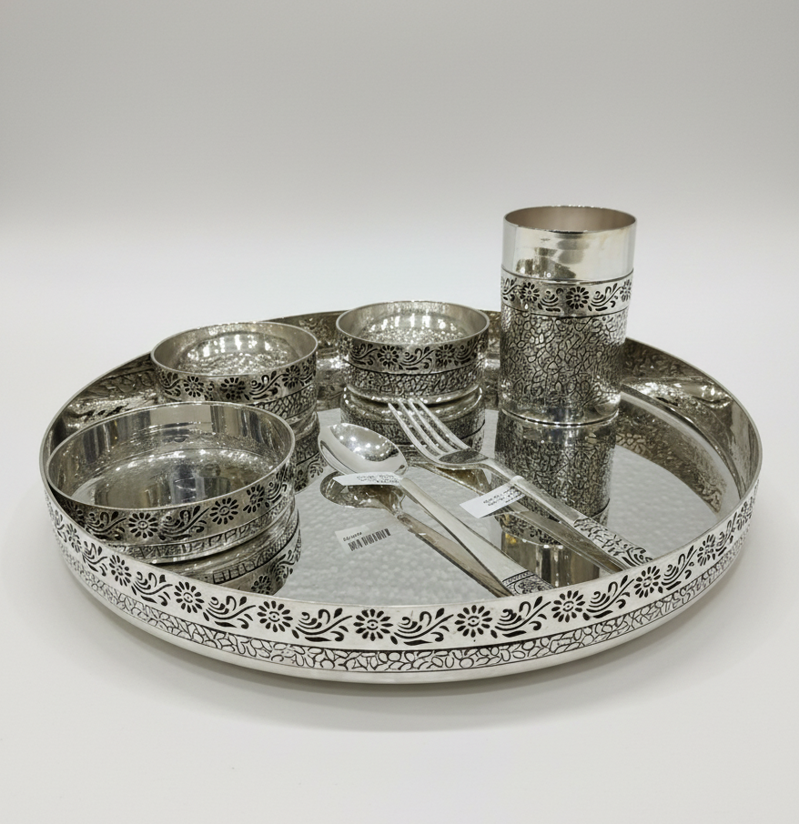 Silver Dining Plate Set - 12 Inch