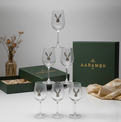 Glass Set with Silver Deer Emblem