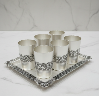 Aarambh Silver Glass & Tray Set
