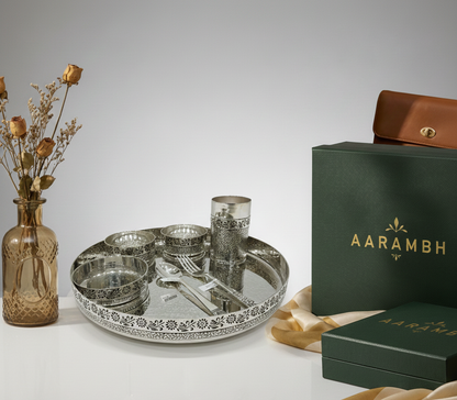 Silver Dining Plate Set - 12 Inch