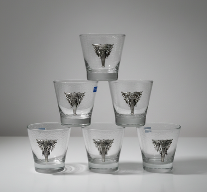 Glass Set with Silver Elephant Emblem